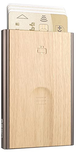 Aluminium Slider korthållare av Ogon Design - RFID-blockering - den ursprungliga minimalistiska tunna automatiska plånboken för herr och dam (Bamboo)