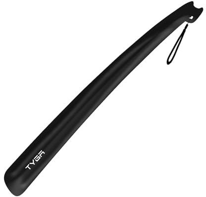 TYGA Shoe Horn Long Handled 43cm Long Shoe Horn-Plastic Shoehorn for Men, Women with Comfort Grip Long Shoe Horns-Flexible Extra Long Shoe Horn for Elderly (1, Black)