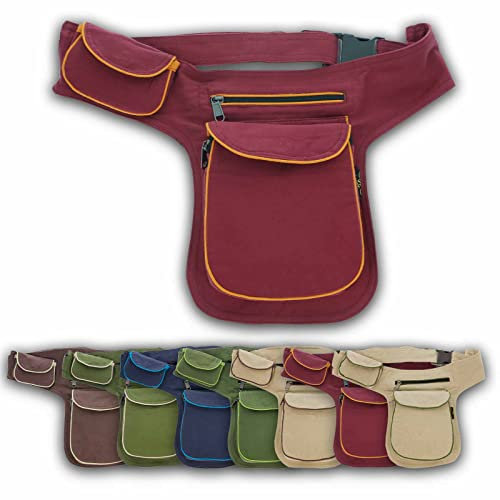 KUNST UND MAGIE Hüfttasche Bauchtasche Gürteltasche Bauchgurt Festivaltasche Gassi-Tasche Goa, Farbe:Rot/Orange