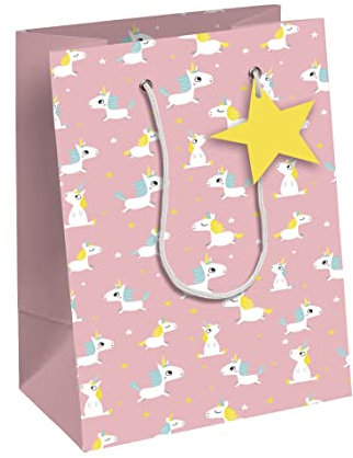Clairefontaine 32466-3C - Geschenktasche Excellia, M 21,5x10,2x25,3cm, ideal für Bücher und Spiele, Einhorn, 1 Stück