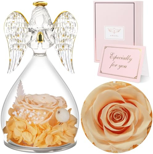 Sunia Ewige Rose Engel Geschenke für Frauen, Engel Figur Geschenke für Mama, Geburtstagsgeschenk für Frauen, Mutter Oma Geschenk, Schutzengel Rose Geschenke zum Muttertag Weihnachten Valentinstag