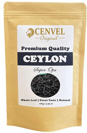 CENVEL® Super Opa Loose Whole Leaf Black Tea | Exclusive Large Leaf Ceylon Tea | 100% Natural Tea | Pure Black Tea | Eco-Friendly Packaging (100g)