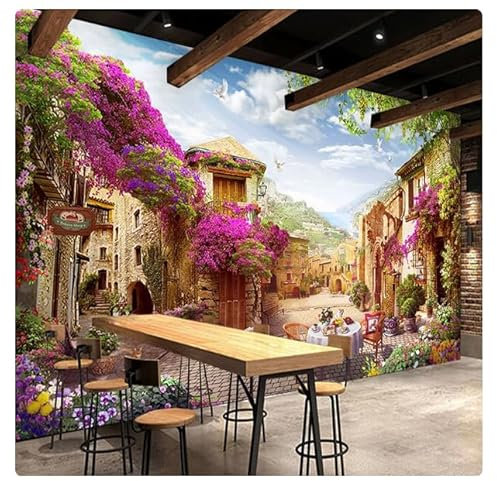 kfjhgbdshhj Papier peint mural 3D personnalisé ville européenne paysage de ville pastorale nature photo peintures murales café restaurant toile de fond papier peint 3 D*200cmx140cm(78.7x55.1inch)