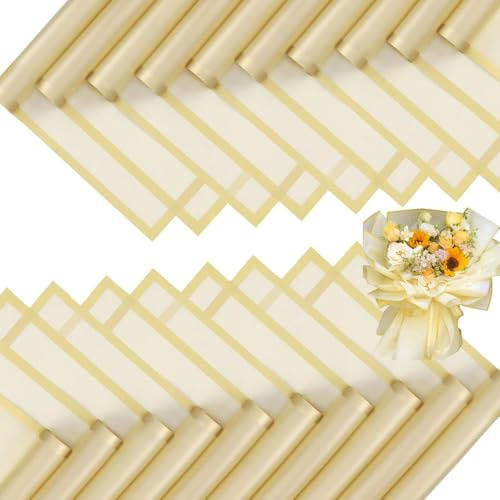BKEPDY 20 Stück Elegantes Blumenverpackungspapier Schwarz Gold Umrandung Geschenkpapier Großformat Verpackungsmaterial Floristenbedarf