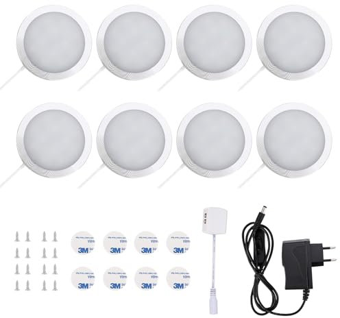 Lightsjoy 8er Vitrinenbeleuchtung LED Unterbauleuchten Warmweiss Schranklicht Schrankbeleuchtung LED Kleiderschrank Beleuchtung Schranklampe 20W,für Kabinett Schränke Kleiderschrank küchen