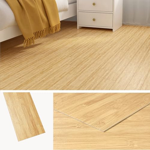 Livelynine Pavimento PVC Adesivo Effetto Legno - Listoni Finto Parquet Laminato 90x15 Piastrelle Adesive Pavimento Legno Chiaro Pavimento Adesivo Bagno Linoleum Adesivo per Pavimento Camera, 18 Pezzi