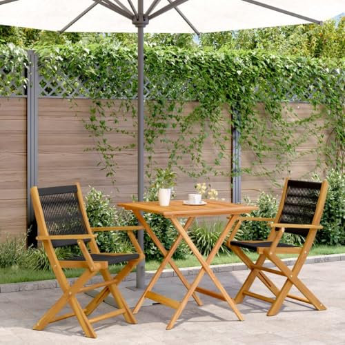 Juroupi 3-TLG. Bistro-Set Bistro Set Gartenlounge Outdoor Bistroset BalkonmöBel Set MöBelsets Schwarz Polypropylen und Massivholz - 3281877