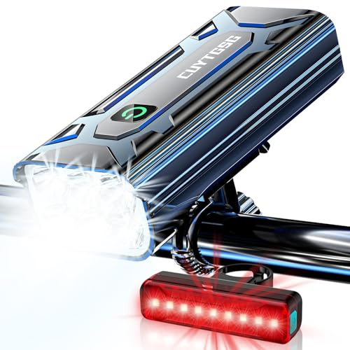 2026 Upgrade 6800Lumen Bike Light for Night Riding,Super Bright 6 LED Headlight,Aluminum 10 Mode Rechargeable Bicycle Light Front and Rear,360°Rotatable Brackt,Waterproof,Runtime 72 hr,Road Shockproof