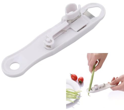 Runner - Cortador de judías verdes, pelador de verduras, multiherramienta para cortar y cubrir, accesorio de cocina (blanco)
