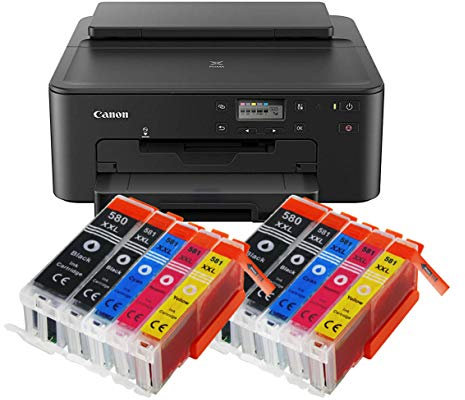 IC-Office TS705a Farbtintenstrahl-Drucker (Drucker, USB, CD-Druck, WLAN, LAN, Apple AirPrint) Schwarz + 10 XXL Tintenpatronen