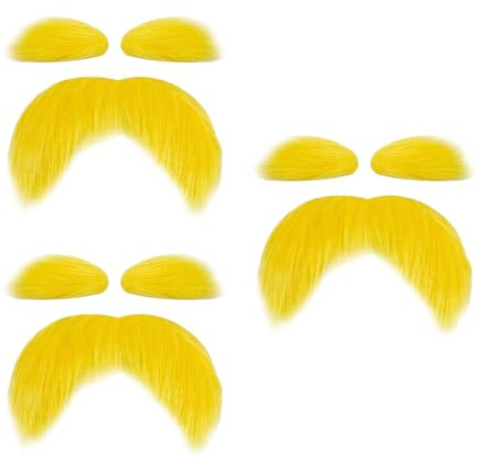 TYFGRT 3 uppsättningar mustasch och ögonbryn set, klädset, falska mustascher och ögonbryn dekorationer, festdekorationsset, klädtillbehör