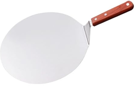 8 Inch / 10 Inch Round Stainless Steel Pizza Peel with Heat-Resistant Wooden Handle Durable Pizza Spatula for Baking Bread (10 Inch)