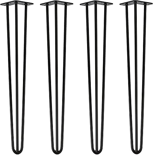 Haarnadelbeine aus Metall, 4er-Pack, 10 cm (4 Zoll), goldene Haarnadel-Tischbeine mit Schrauben und Bodenschonern, Moderne Möbelbeine für DIY-Esstisch, Couchtisch, Schreibtisch, stabiles Tis