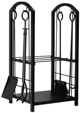 Cesto Portalegna Scaffale Impilabile Per Legna Da Ardere In Ferro Battuto Nero, Set Di Strumenti Per Caminetto, Porta Legna In Ferro Resistente Borsa portalegna