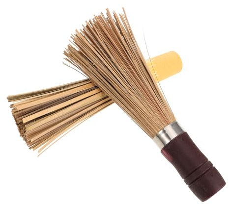 ZUNOXAZ 2pcs Bamboo Wooden Wok Brush with Long Handle Multi-use Kitchen Cleaning Brush for Pots and Cookware for Home and Commercial Cooking Essentials