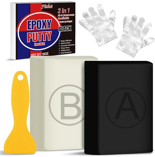 Epoxidharz Knete Schwarz, 280g Epoxidharz Reparaturset für Pool Lecks, Füllen, Rissen - 2K Epoxidharz Knetmasse für Kunststoff, Holz, Fliesen, Keramik, Metall, Schleifbar und Lackierbar