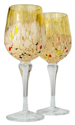 MurArt 2 Calici da Vino di Murano Set 6 Flute da 200 ml Alt 20cm Collezione Elegance in Vetro soffiato, Lavorato a Mano artigianalmente Made in Italy
