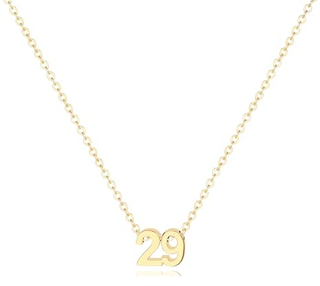 Aimber 18K Gold Plated Number Necklace for Women,Lucky Number Necklace Personalized Jewelry Birthday Gift,Number 29 Necklace