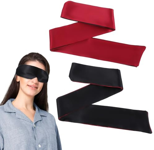 2 Stück Satin Augenbinden Für Erwachsene Paare 150x7 Cm Weiche Augenmaske Verstellbare Seiden-Schlafmaske Augenabdeckung Für Schlafen Spiel Nachtschlaf Reise Valentinstags Geschenk（2）