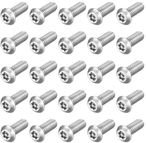 sourcing map 25 tornillos Torx de seguridad para máquinas, 1/4-20 x 5/8 pulgadas, acero inoxidable 304, tornillos de cabeza de botón resistentes a manipulaciones, rosca completa para antirrobo, a