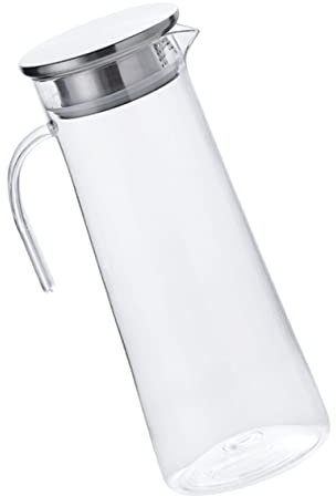 Healifty Acryl Wasserkrug Mit Edelstahl Deckel 1,2 Liter Kühlwasserbehälter Transparenter Getränkekrug Bruchsicher Für Fruchtsäfte Eistee Hotel Gastronomie