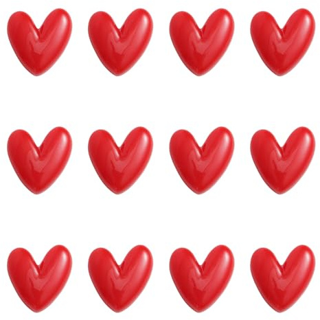 12pcs Love Heart Refrigerator Magnets, 1.06x1.06 Inch Cute Red Heart Decorative Fridge Magnets for Kitchen Office Classroom Whiteboard Locker Decor