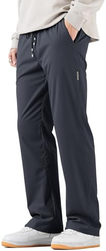 AIEOE Termobyxor för män, fodrade vinterbyxor, varma joggingbyxor, utomhus, sportbyxor med fleecefoder, elastisk midja, fickor, Mörkgrå, M