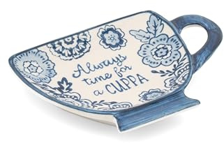 Sass & Belle Blue Willow Always Time for A Cuppa Tea Bag Dish - Ceramic Gift for Tea Lover – Home Decor Kitchenware Designed by Sass and Belle