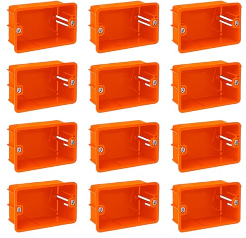 Terryshop74 12 cajas empotrables naranjas 503 3 módulos – Cajas eléctricas de pared para interruptores y enchufes, cajas de derivación y distribución 104 x 74 x 53,5 mm