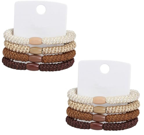 OIXEYA Gomas de Pelo, Gomas para el Cabello, 8 Piezas Suaves Sin Daño Elásticas para Cola de Caballo Accesorio de Diadema para Mujeres y Niñas, Serie Marrón