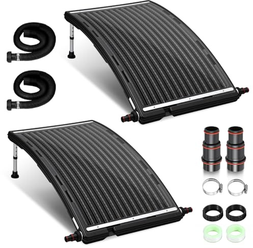 ISOISL solpooluppvärmning, uppgraderad solpanel 110 x 65 x 35 cm justerbar höjd, soluppvärmning pool för pooler upp till 10 000 L/H, 32/38 mm anslutning, poolvärmare, utbyggbar, set om 2