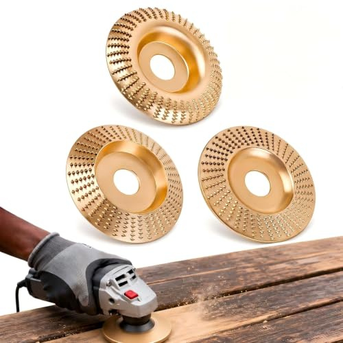 Holz Schleifscheiben für Winkelschleifer-Schruppscheiben (Ø 100 mm x 16 mm), Holzbearbeitungswerkzeuge für Schnitzen und Schleifen von Holz, Weichholz, Hartholz (3 Stück Set)