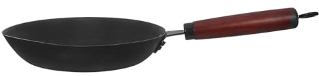 Cabilock Wok Antiaderente da Cucina 24cm in Ferro, Stile Cinese Nero | Impugnatura Ergonomica in Legno, Uso su Fiamma Diretta e Fornello a Legna, Formato 24cm