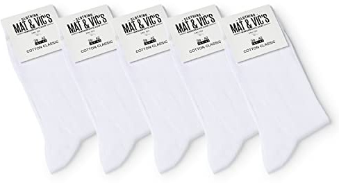 Mat & Vic's Chaussettes Homme, 5 ou 10 paires, 35-38, 39-42, 43-46, 47-50 | Chaussettes Femme, mi-mollet coupe classique, Certifiées OEKO-TEX 100, Fabriquées en Europe (Turquie)