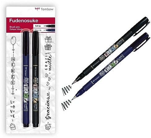 Tombow WS-BHS-2P Brush Pen Fudenosuke je 1 x mit Harter und weicher Spitze