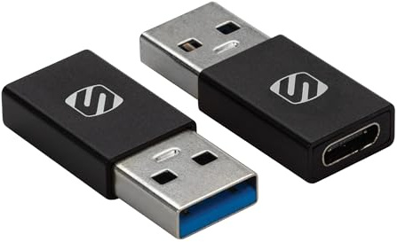 Scosche ACA-2PKSP Strikeline USB Type-C to USB Type-A Adapter 2 Pack - Black