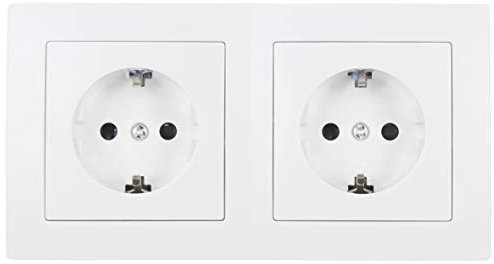 MC POWER - 2-fach Steckdose Unterputz | Flair - Beginner 2S Profi | Doppelsteckdose UP mit Steckdosenrahmen, Klemmanschluss weiß, matt