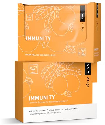 Vit2go Immunity - Booster with Vitamins (A, B, C, D & K), Vitamin C Zinc & Ginger Extract, Immune System Complex, Vegan Supplement Made in Germany (10)