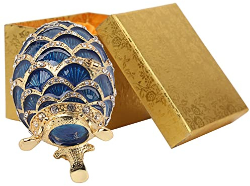 Handbemalte Emaillierte Ei Schmuckschatulle, Dekorative Aufbewahrungsbox für Ringe Halsketten und Ohrringe, Elegantes Geschenk für Frauen Mädchen Mutter zum Geburtstag Erntedankfest Neujahr