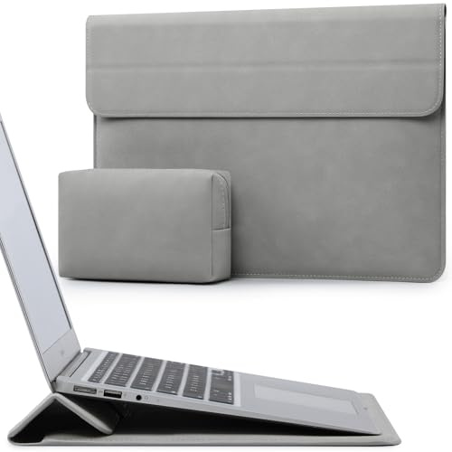 HYZUO 15-16 Zoll Laptop Hülle Laptophülle mit Standfunktion für MacBook Pro 16 M5/M4/M3/M2/M1 Pro/Max 2026-2019, XPS 15, MacBook Pro 15 2015-2012, Samsung Galaxy Book Flex/Pro 15, Hellgrau