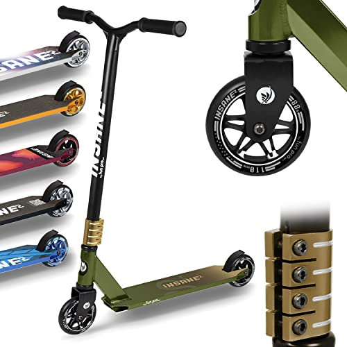 Fun Pro Stunt Scooter Insane2, Stunt Roller mit ABEC 9 Lager, Scooter mit Griptape, 110 mm Rollen mit Alufelgen, Non E Scooter für Kinder & Erwachsene, Cityroller bis 100 kg, Jungle