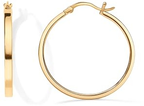 PAVOI Womens 14K Yellow Gold Plated 925 Sterling Silver Post Lightweight Hoop Earrings