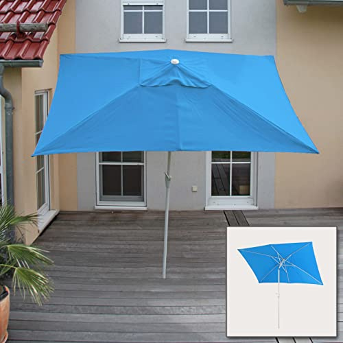 Mendler Sonnenschirm N23 2x3m Polyester/Alu - blau | Gartenschirm, rechteckig, neigbar, 4,5kg, UV-Schutz 50+