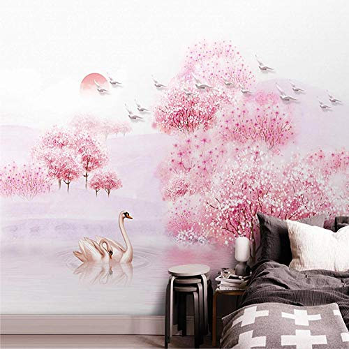 ZHEN WALLPAPER Photo Papier Peint 3D Belle pêche Fleur forêt peintures murales Maison Peinture Mur Papier Peint Papier Peint Salle de Mariage 3 d * 150cmx105cm (59.1x41.3inch)