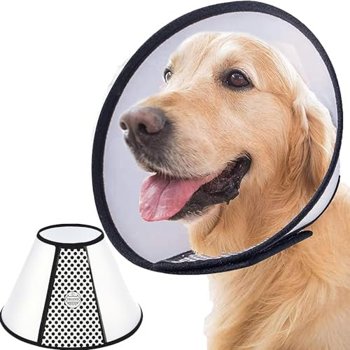 SUQ Collari Protettivi, Collare Protettivo in Plastica Copri Collo, Sicurezza Anti-Morso per Cane di Taglia Grande, Fare Il Bagno, Tagliare Le Unghie, Circonferenza del Collo (45-50cm, 100 libbre+)