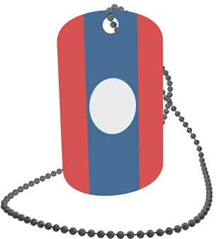 U24 Dog Tag Erkennungsmarke ID Tag an Kette Flagge Laos Alu 30 x 50 mm