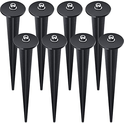 Zhengmy 8 Packs Flood Light Ground Stakes Metal Threaded for Solar,Black