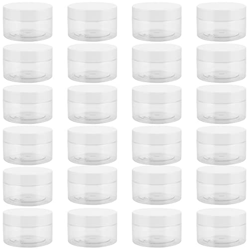 JEUIHAU 24 Pack 100ml Clear Plastic Jars with Lids, BPA-Free Empty Slime Storage Jars, Wide Mouth Plastic Container for Slime, Spices, Makeup, Grains, Crafts