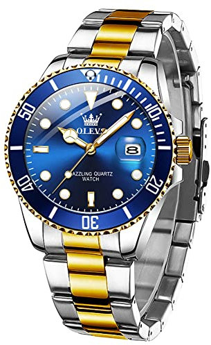 OLEVS Mens Watches Designer Calendar Dress Metal Stainless Steel Quartz Analog Waterproof Luminous Wrist Watch Gent Large