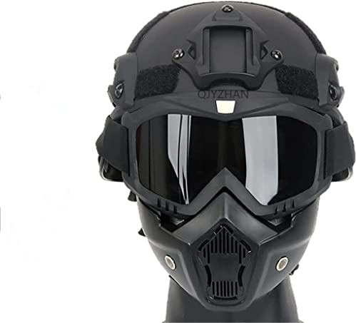 Tactical Airsoft Fast Helm, Mit Seitenschiene und NVG Halterung, Full-Face Airsoft Maske, Abnehmbare Anti-Nebel Schutzbrille, Halloween CS Spiel Rollenspiel Taktische Schutzausrüstung